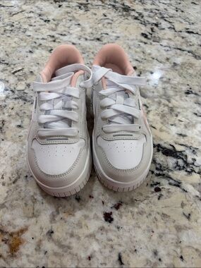 Puma Kids Sz12 White Sneakers with Light Pink Lining